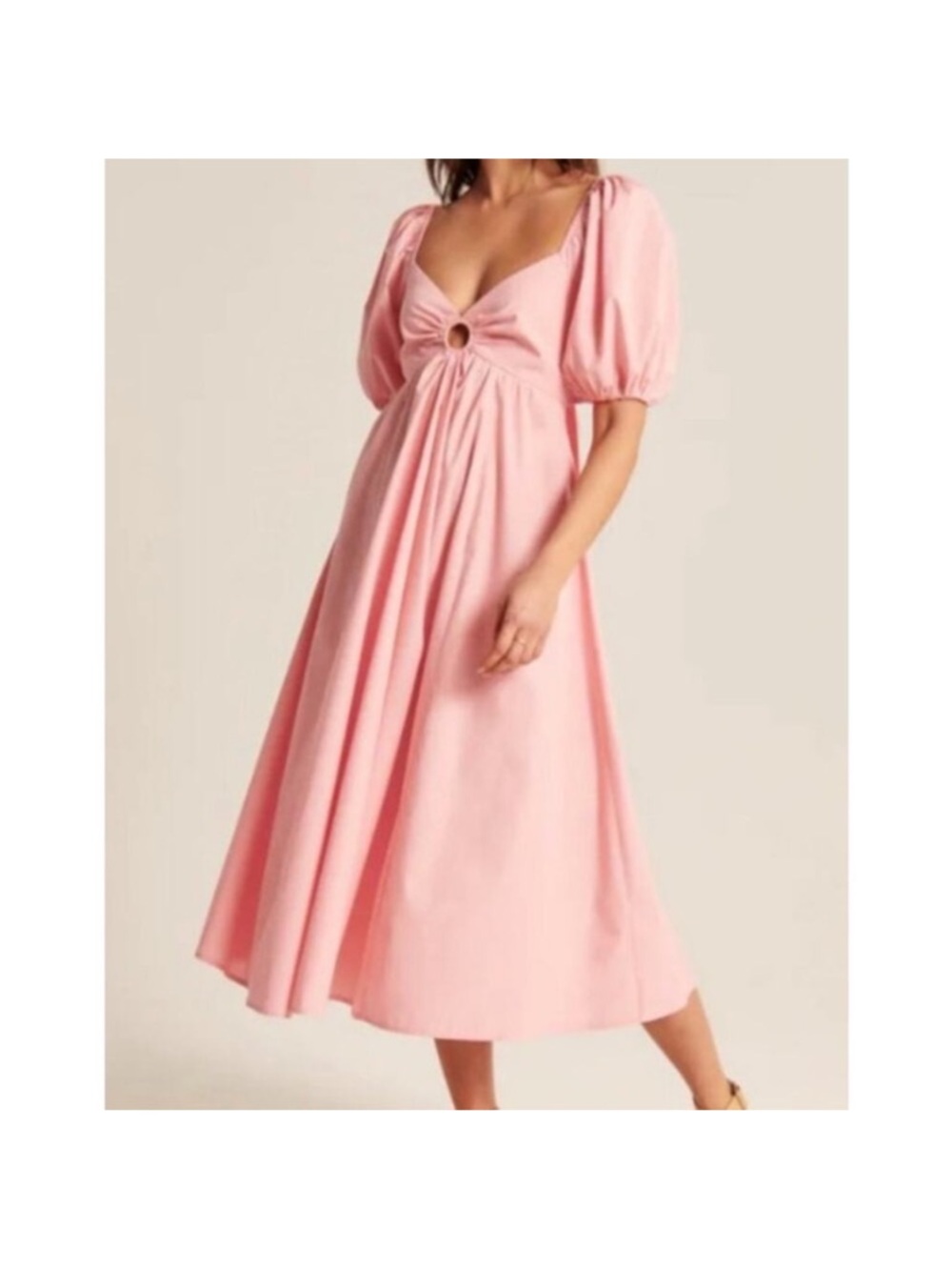 Abercrombie & Fitch white Midi Dress with Puff Sleeves